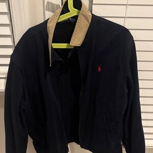 Polo Ralph Lauren Navy Bomber Jacket with Tan Collar